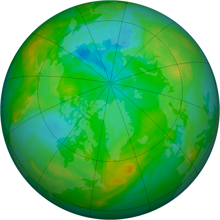 Arctic ozone map for 09 August 1991